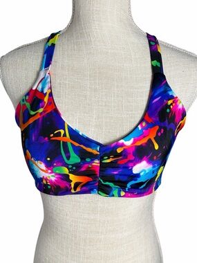 Fused Hawaii Kohanaiki Neon Paint Splatter Criss Cross Bikini Top